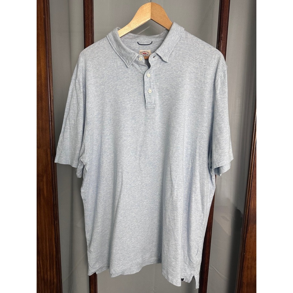 Faherty Cotton Blend Polo Shirt Men's XXL Blue Short Sleeve Collared